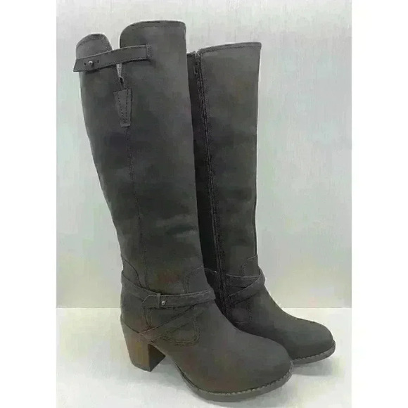 Hush Puppies Women’s Brown Oiled Leather Tall Heels Boots Size US 8.5 - Picture 2 of 11